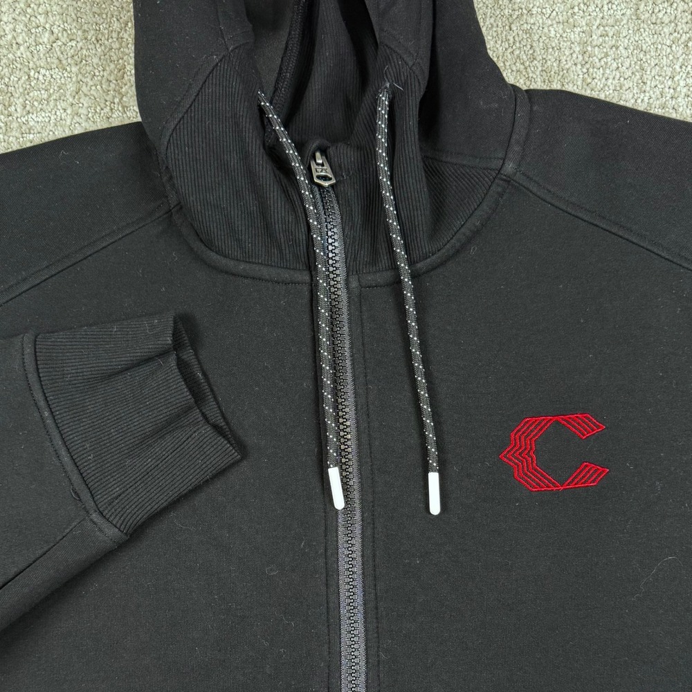 Cutter & Buck Mens Large Cincinnati Reds City Connect Black Full Zip Hoodie